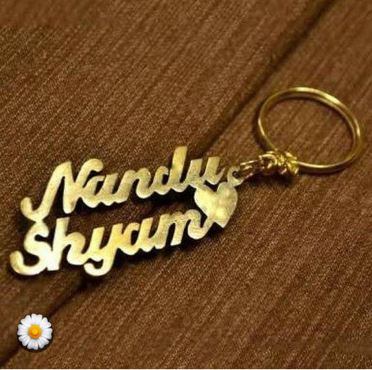 Customized Gold Color Couple Metel Keychain With Add your Name