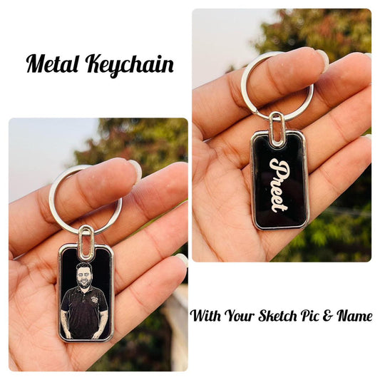 CUSTOMISED BLACK SKETCH METAL KEYCHAIN