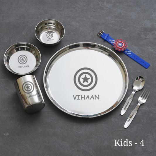 Customized Round  & Square Shape Plate & Thali Set With Name & Design Print