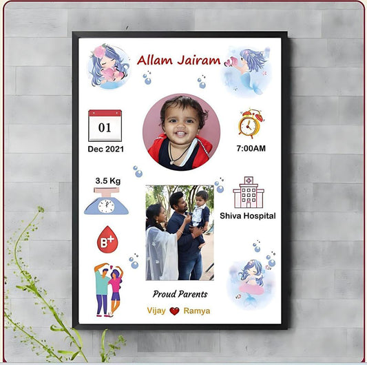 Beautiful Baby Birth Details Frame